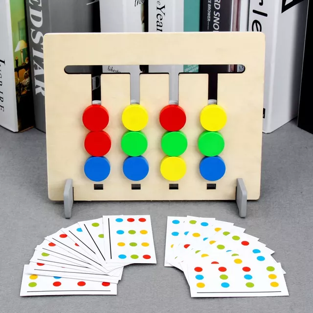 Wooden Four Color Matching Board Game - Color Matching Puzzle - Montessori Puzzle Game