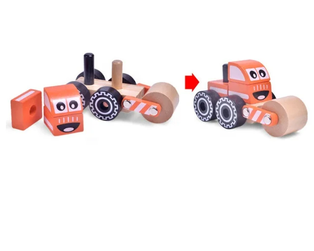 Wooden Stacking Roller Toy - Wooden Construction Roller