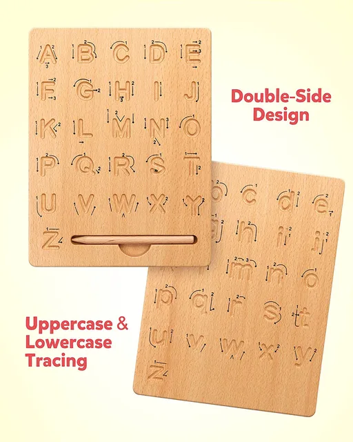 Reversible Wooden Alphabet Tracing Board - Double Sided Alphabet board