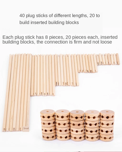 Wooden Fort Building Kit 60 Pieces - DIY wooden Fort