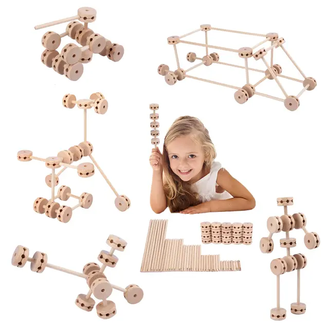 Wooden Fort Building Kit 60 Pieces - DIY wooden Fort