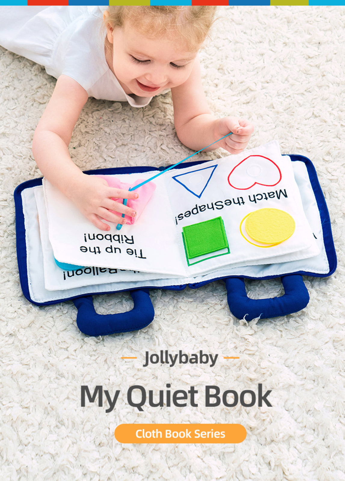 Jollybaby My Quiet Book - Educational Busy Book - Montessori 3D Activity Book - Soft Cloth Quiet Book