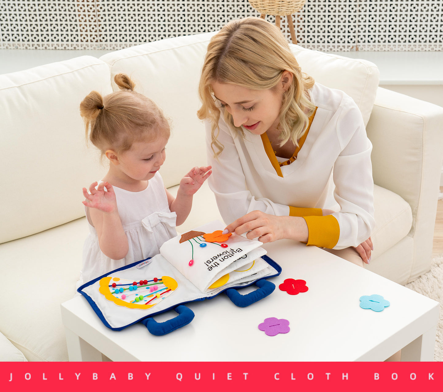 Jollybaby My Quiet Book - Educational Busy Book - Montessori 3D Activity Book - Soft Cloth Quiet Book