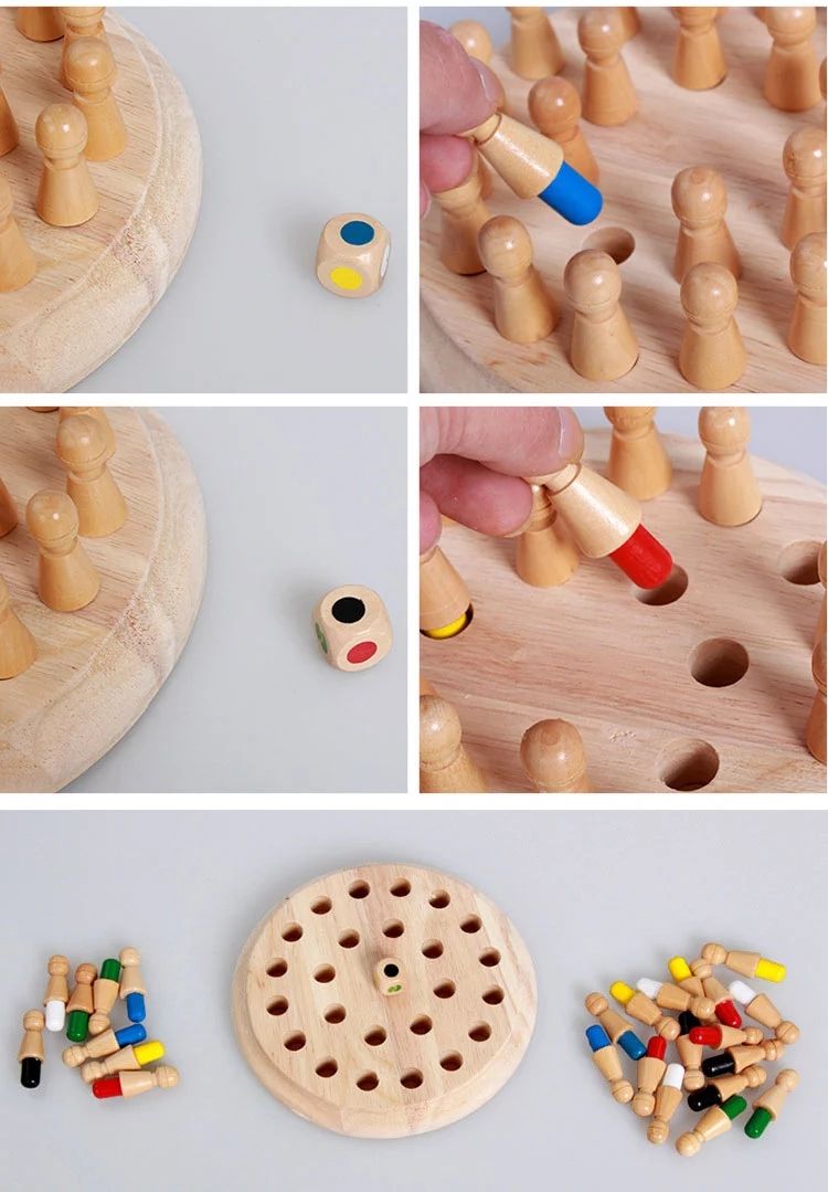 Children Memory Chess - Children's Party Game - Wooden Memory Chess