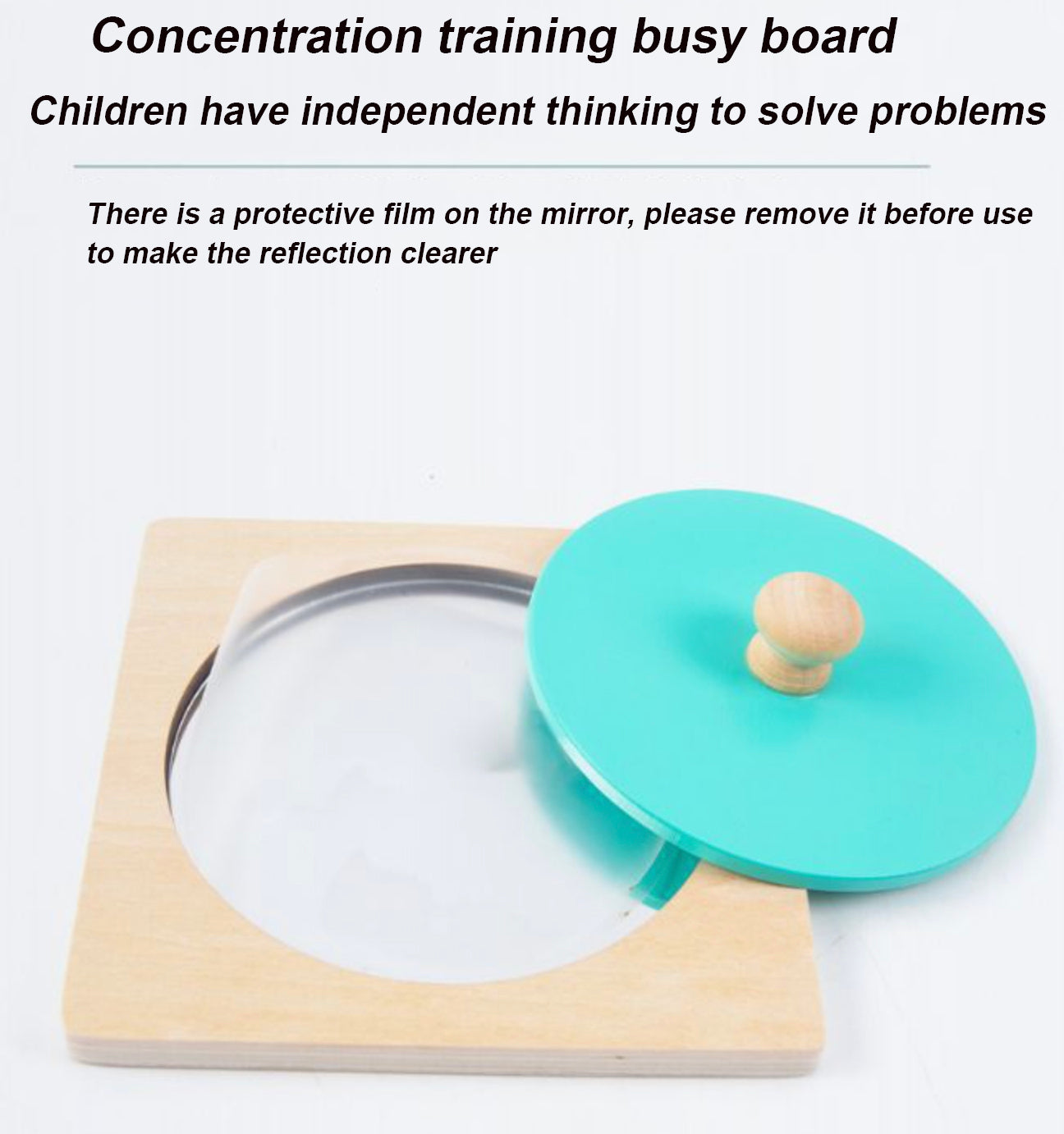 Montessori Baby Mirror - Peekaboo Knob Mirror Puzzle - Baby Tummy Time Mirror Toy - Wooden Peekaboo Knob Puzzle - Sensory Development Toys