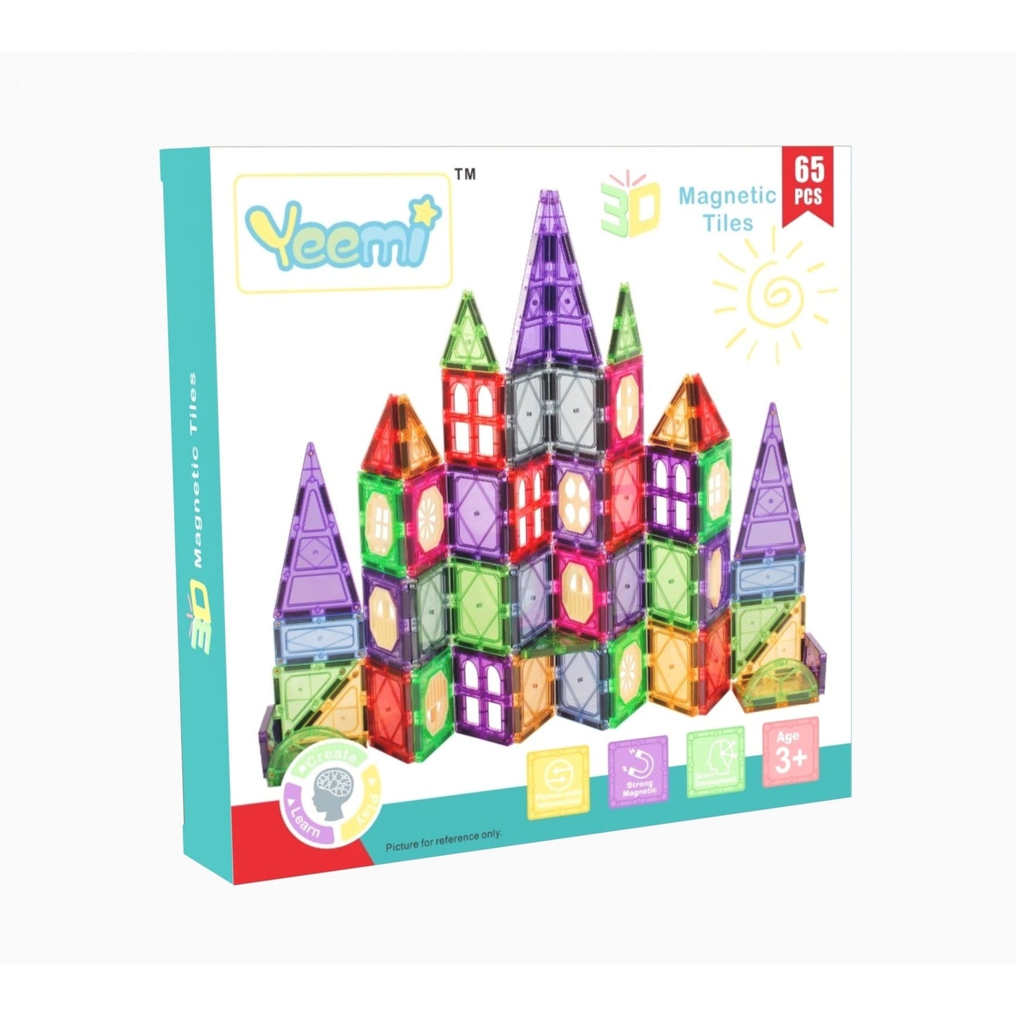 Magnetic Tiles 65pcs set - Reinforced by Rivets