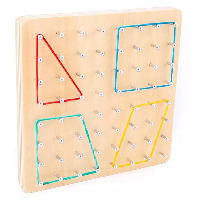 Wooden Geo Board – Educational Geometry and Shape Building Toy for Kids